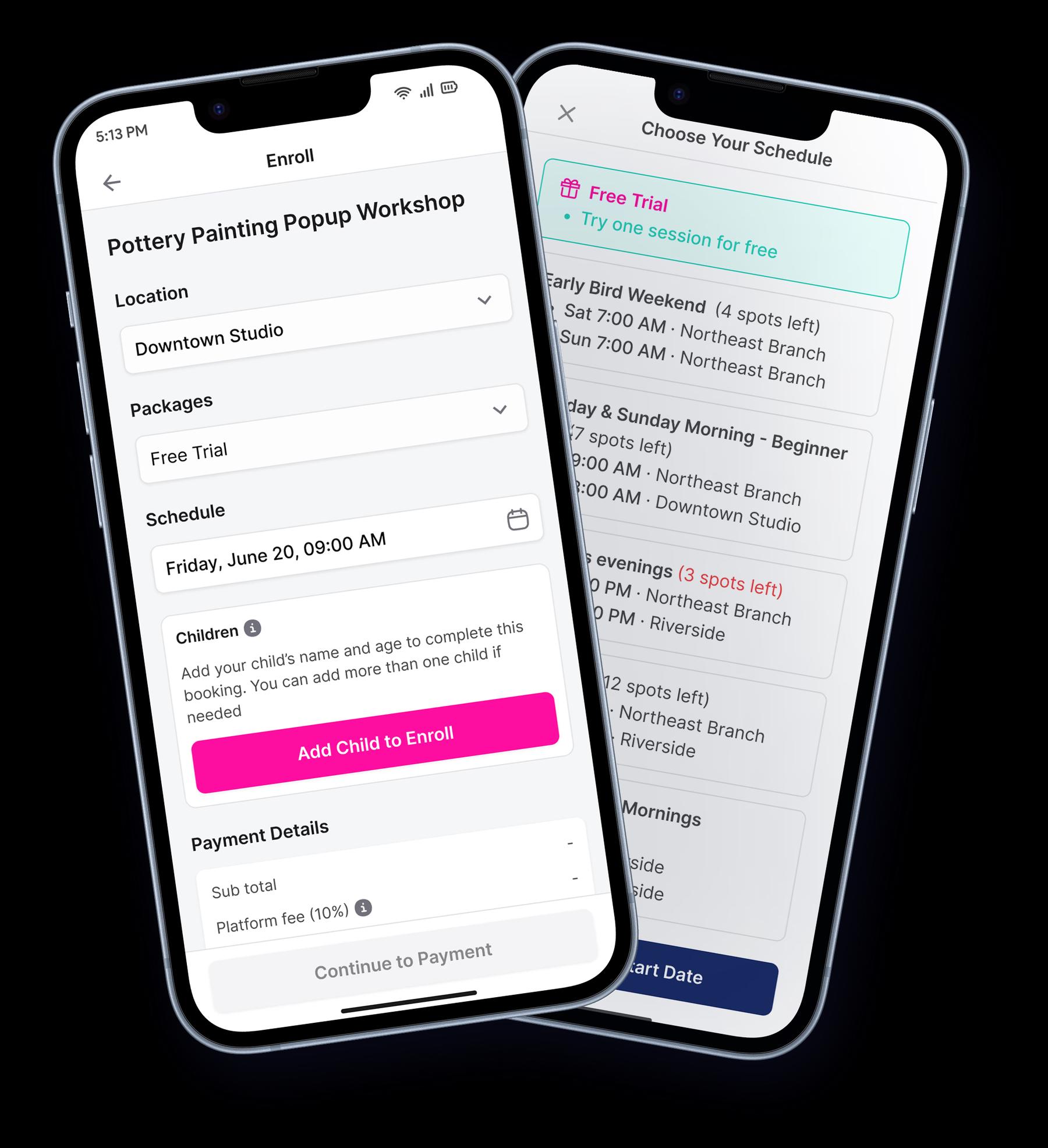 Booking to enrollment flow
