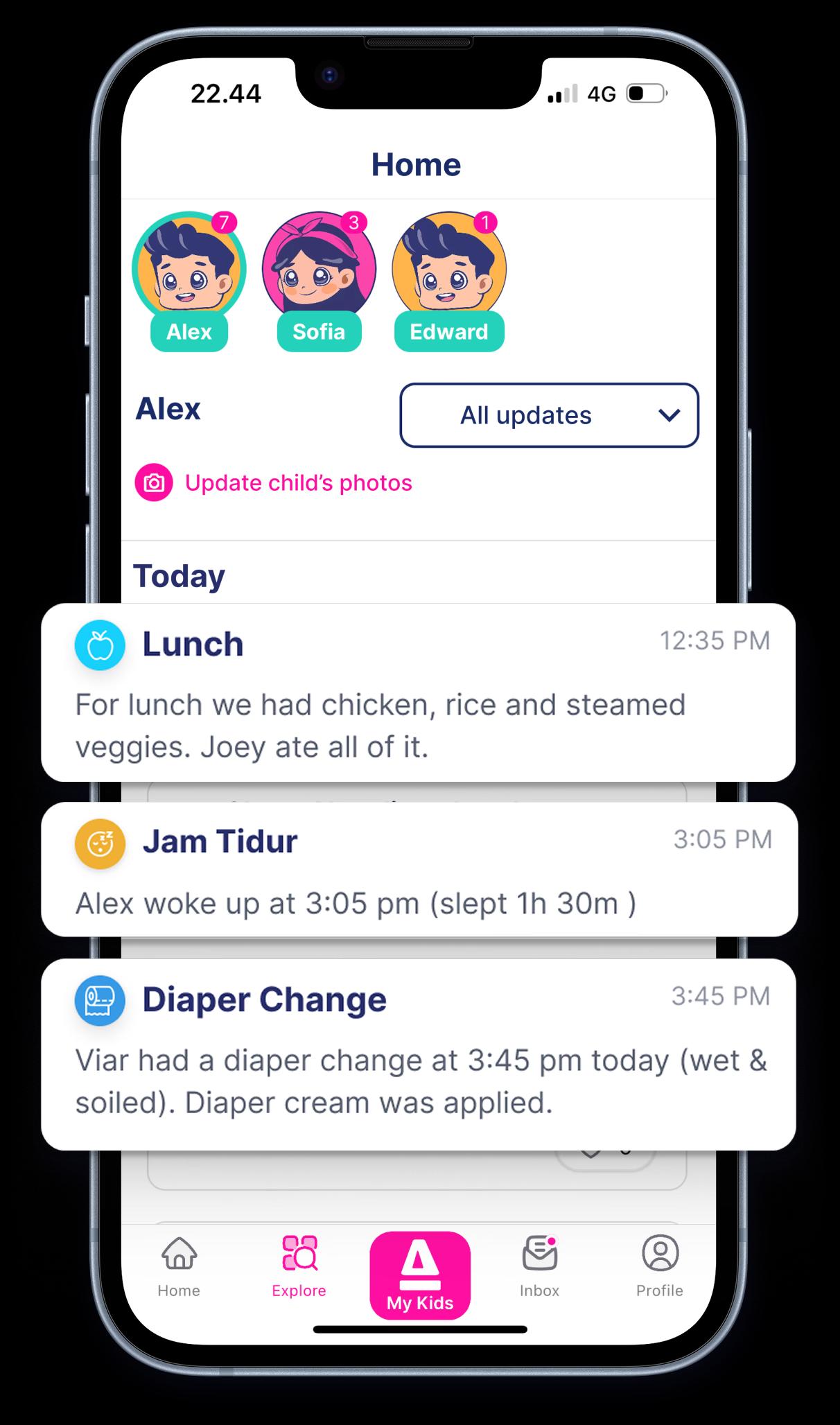 Daily care log entry